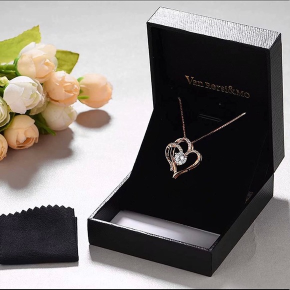 14K Rose Gold Plated Sterling Zirconia Heart Necklace NWOT 😍 PERFECT GIFT - Picture 11 of 16
